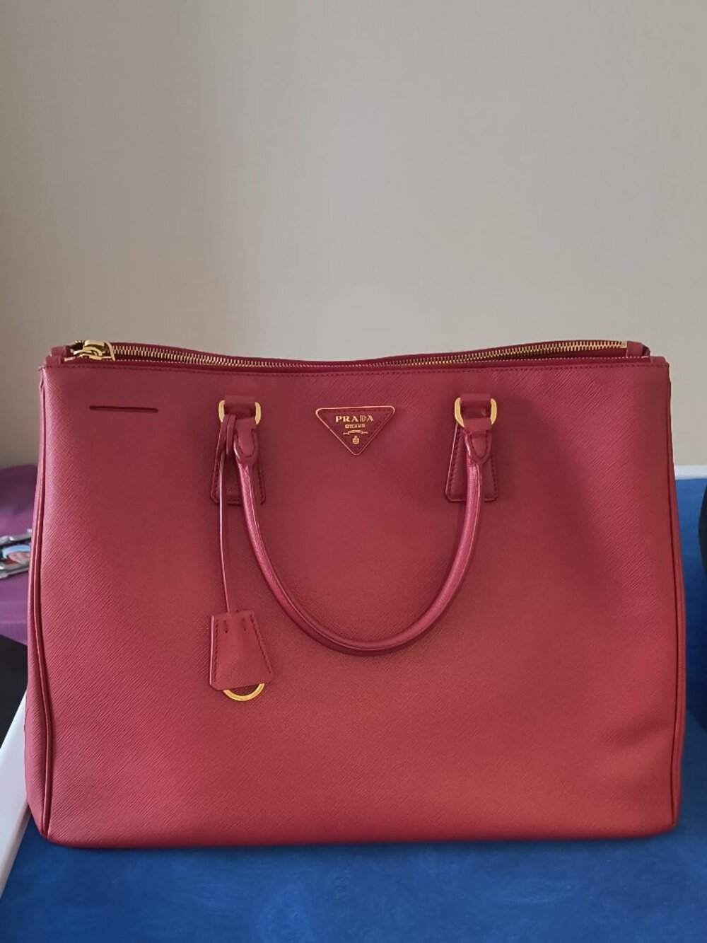 Authentic Prada Galleria large Saffiano leather bag pink